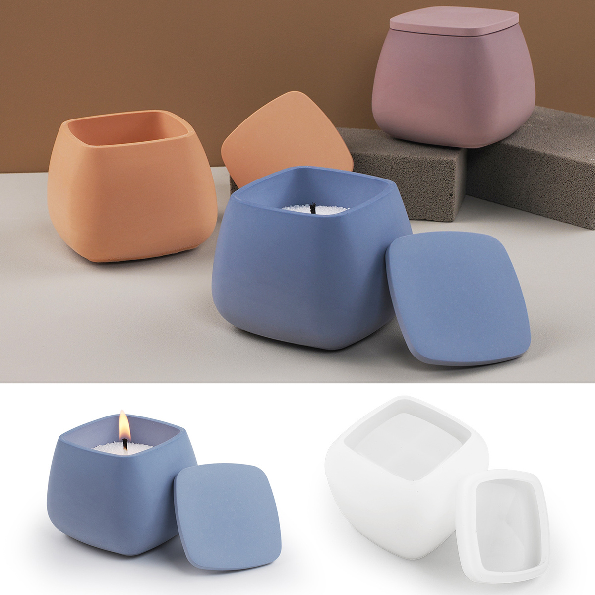 Candle Making Jars With Lids - Квадратная банка для свечей, силиконовая форма