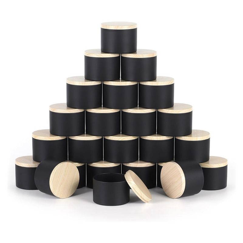 Candle Making Jars With Lids - Набор из 24 черных жестяных банок